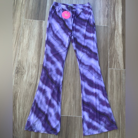Cult Gaia X Bratz Revolve Flare Snakeskin Pants Sharidan Dusty Grape Large - Picture 3 of 8